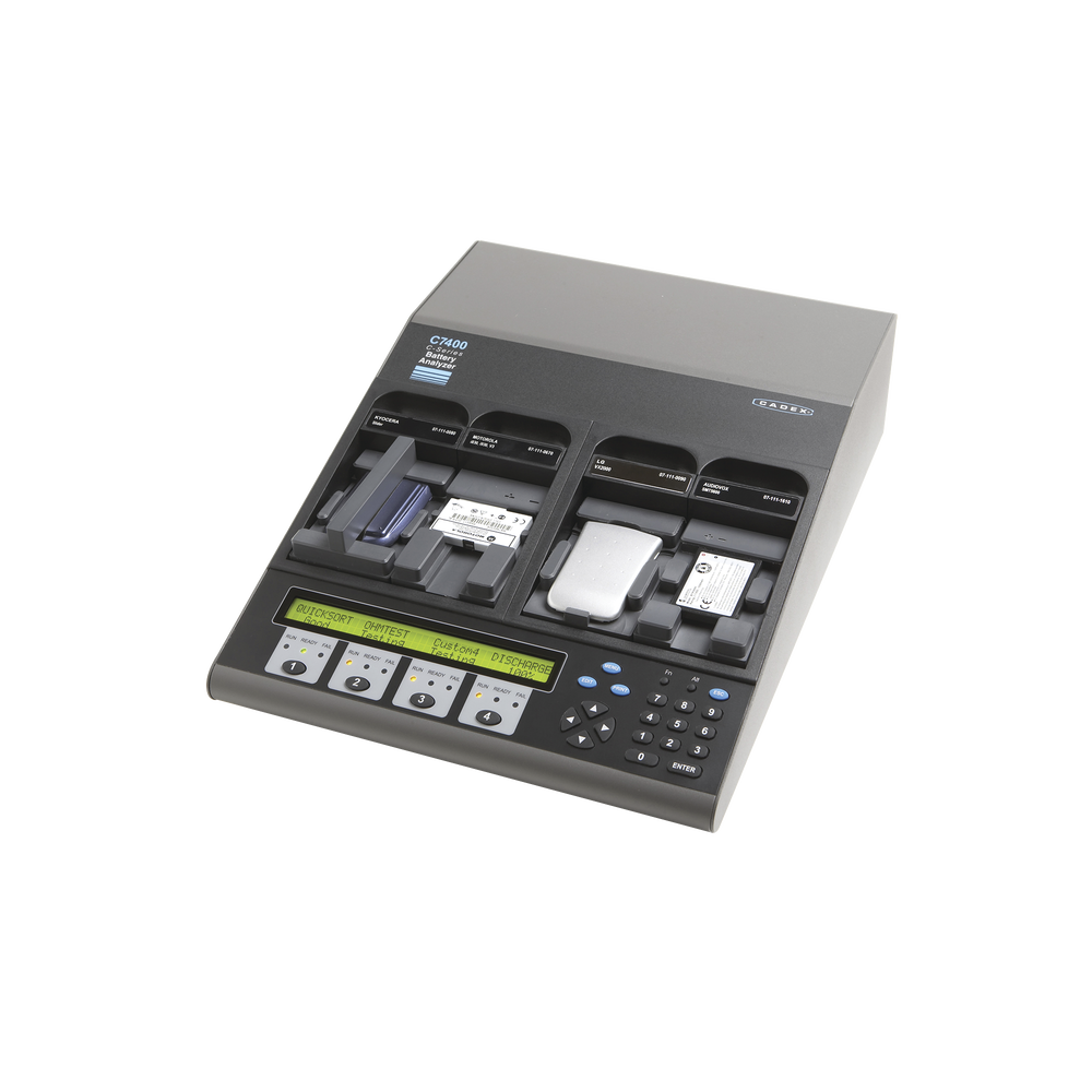 CADEX 7400-C Analizador de baterías de 4 cavidades (80 W) no incluye adaptadores.