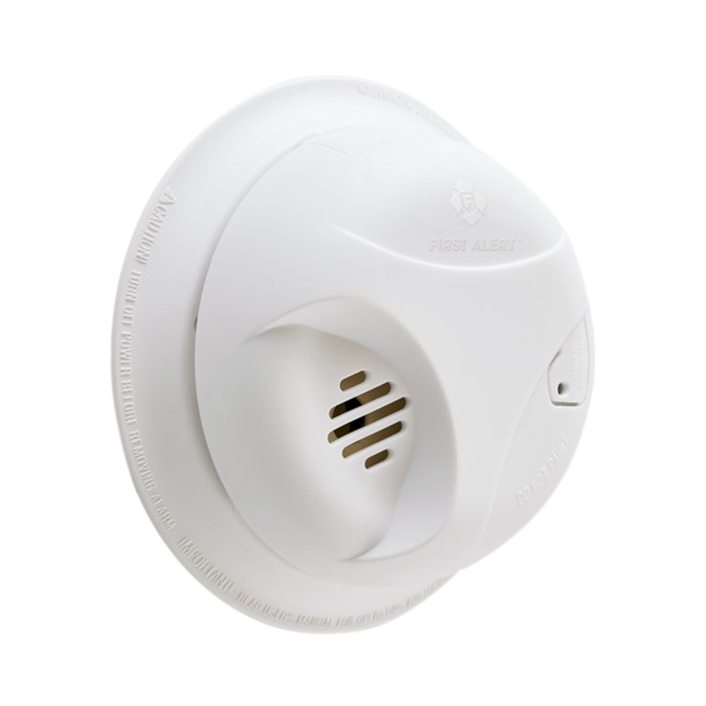 Smoke detector, stand-alone, photoelectric, with silence button