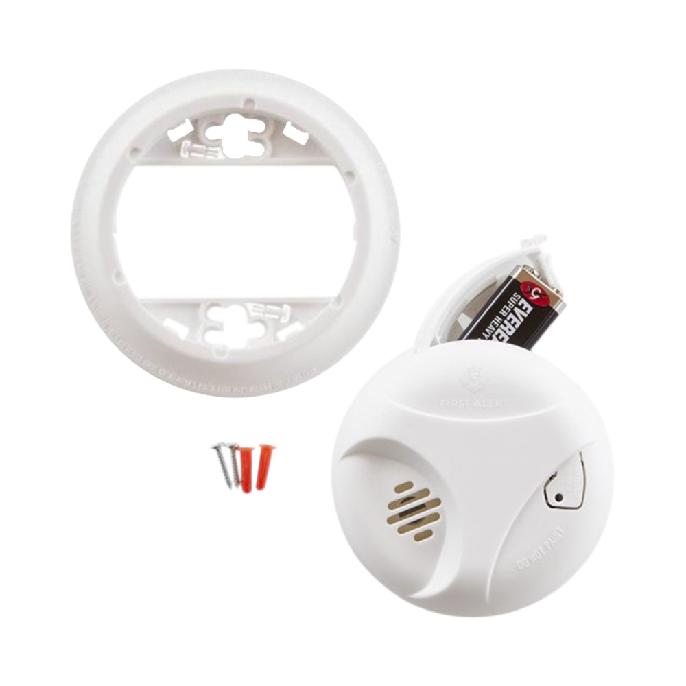 Smoke detector, stand-alone, photoelectric, with silence button