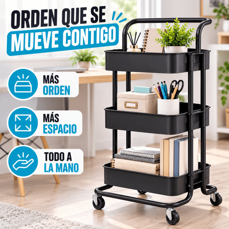 Estante rodante de 3 niveles