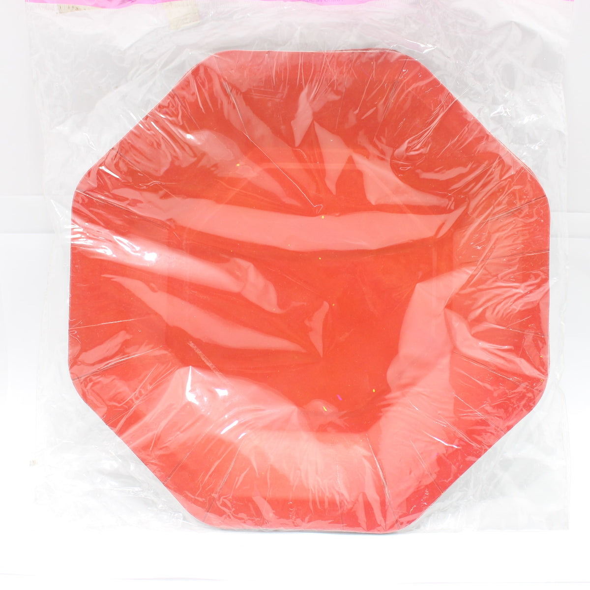 Plato hexagonal rojo 23 cm x 10 unida