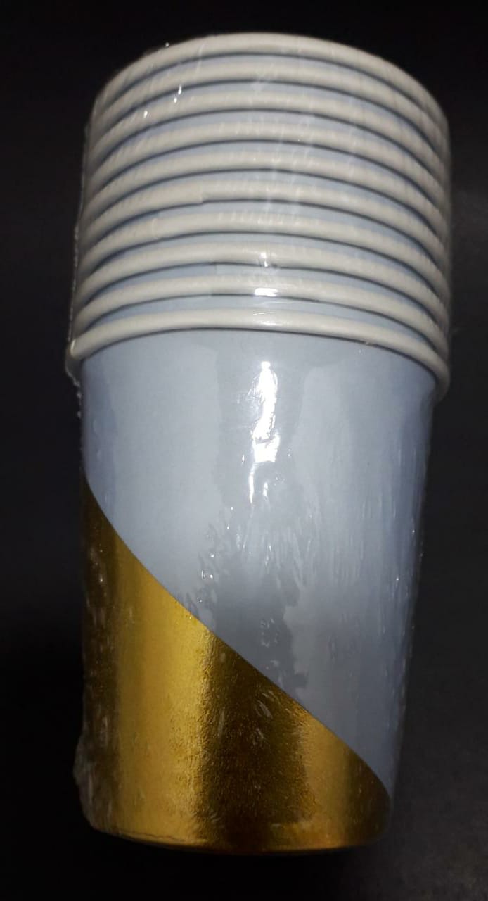 Vaso x 10 azul celeste y dorado 7 on