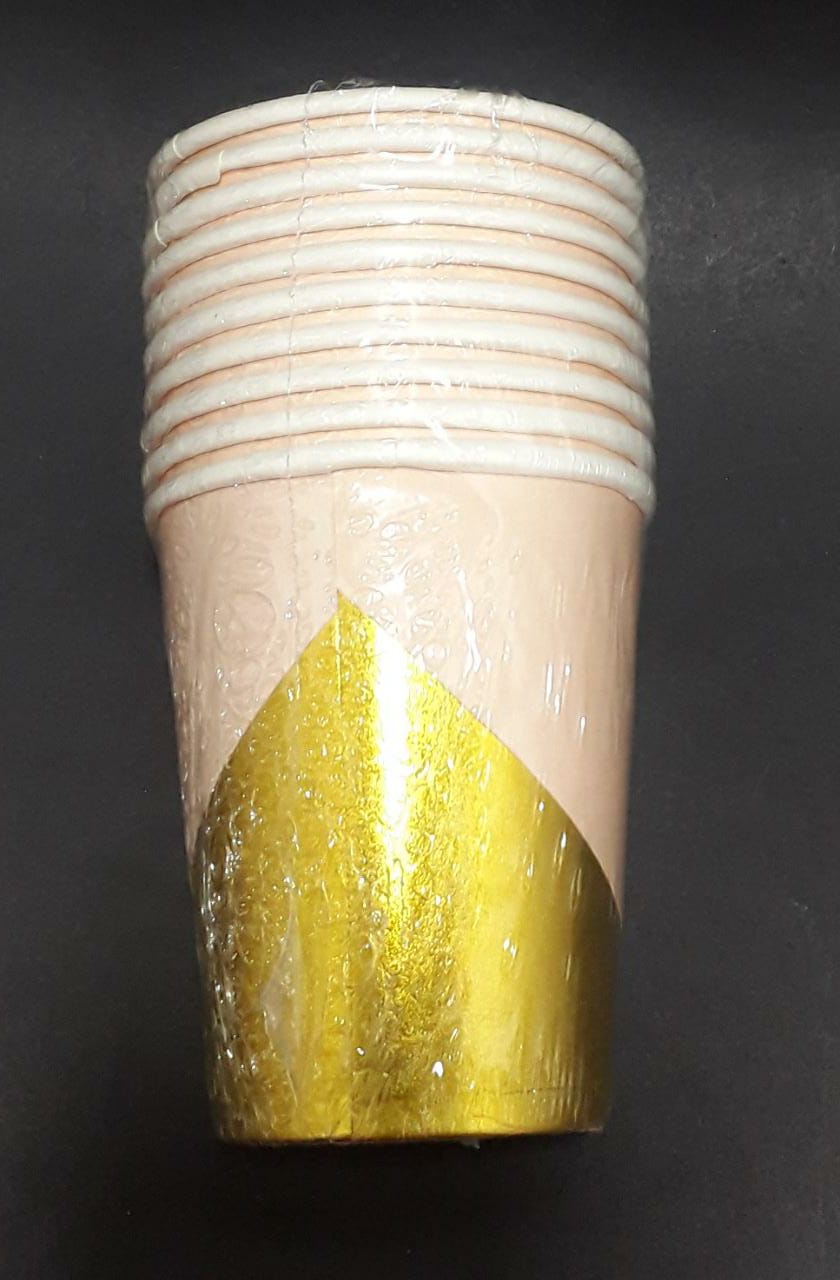 Vaso x 10 rosado y dorado 7- onz