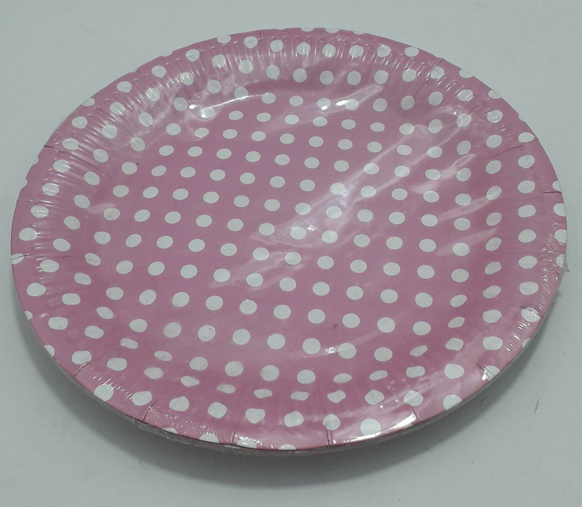 Plato rosado clarito puntos blancos 23c