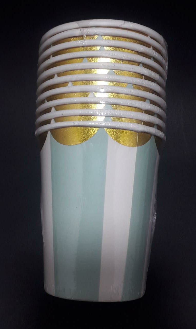 Vaso verde oscuro y blanco estilo circo