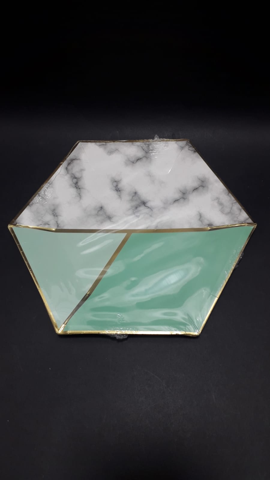 Plato x 10 hexagonal verde manzana verd