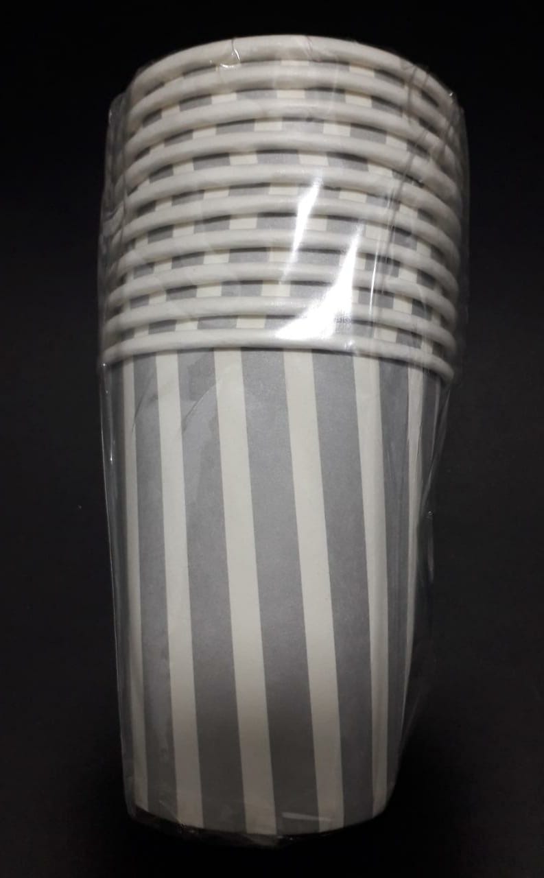Vaso plateado rayas mate x 10 7 onz