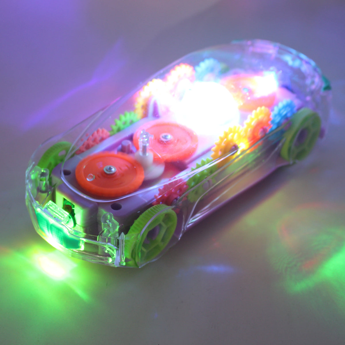 Carro transparente con luces, sonido y