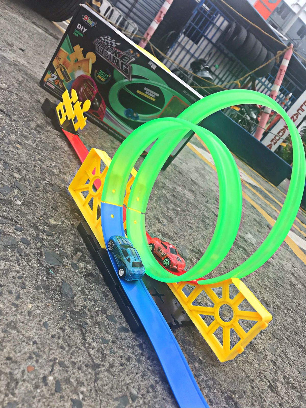 Pista de autos 2 vehículos 90 cm