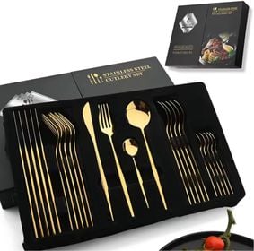 Set cubiertos dorado caja de lujo