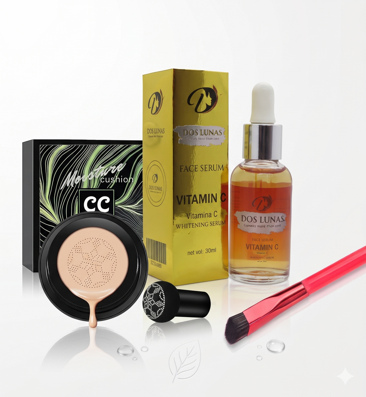 Base de maquillaje cushion+brocha aplica
