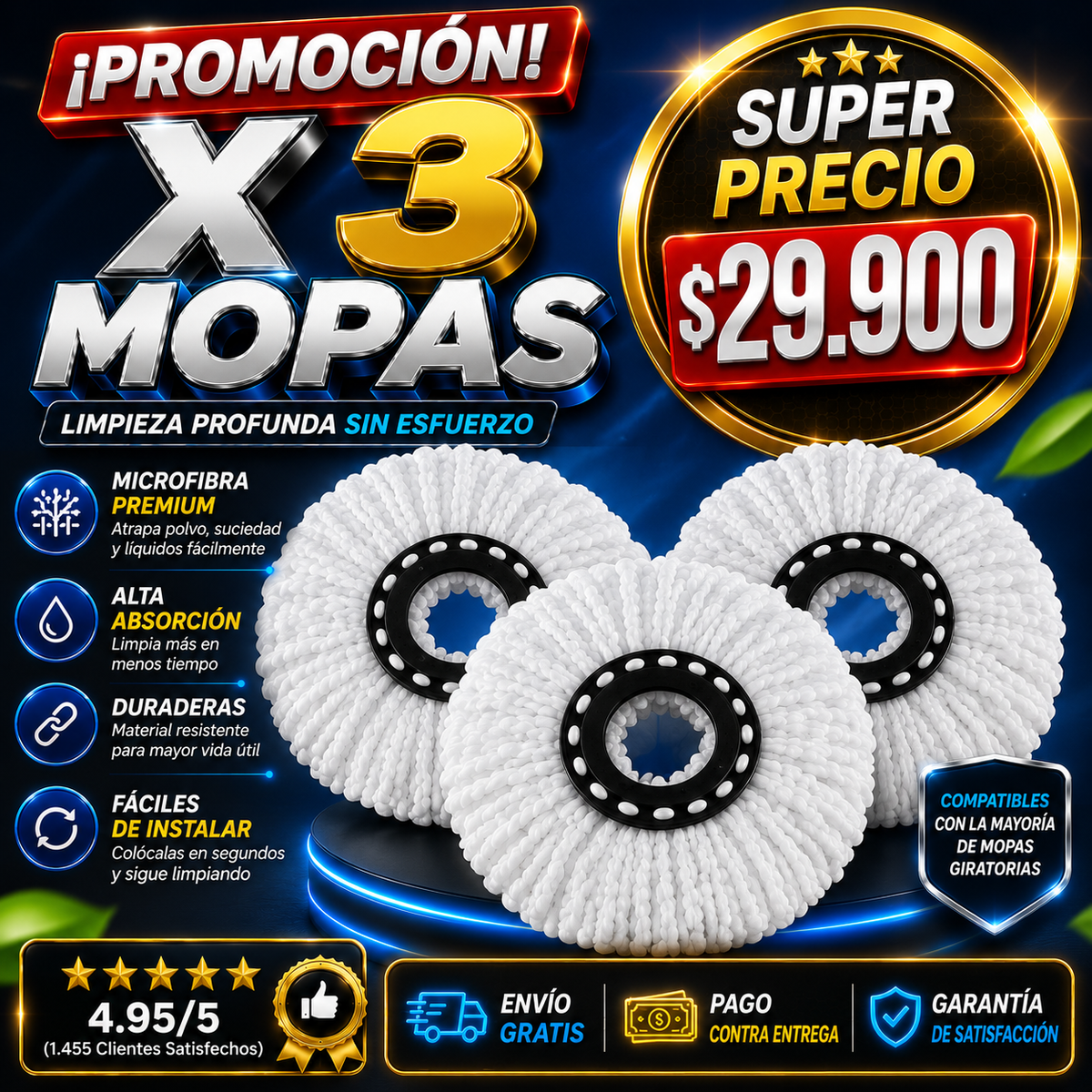 Combo adicional x 3 mopas de trapero