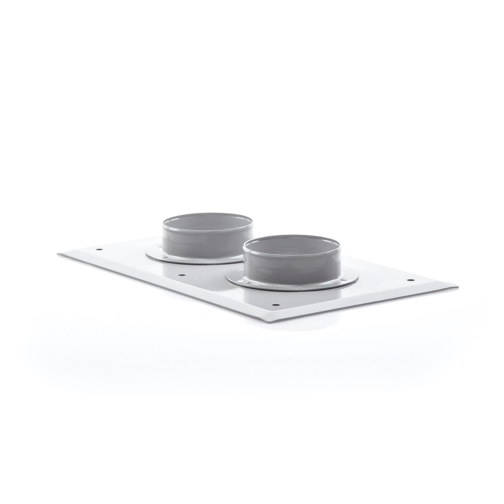 Pass-through plate with capacity for 2 4" boots