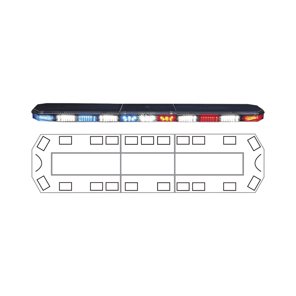 Barra de luces serie 21 Ultra Brillante con 83 poderosos LEDs última generación, color Rojo/Azul
