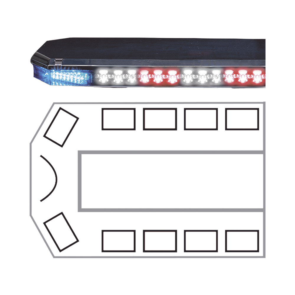 Barra de luces serie 21 Ultra Brillante con 93 poderosos LEDs última generación, color Rojo/Azul