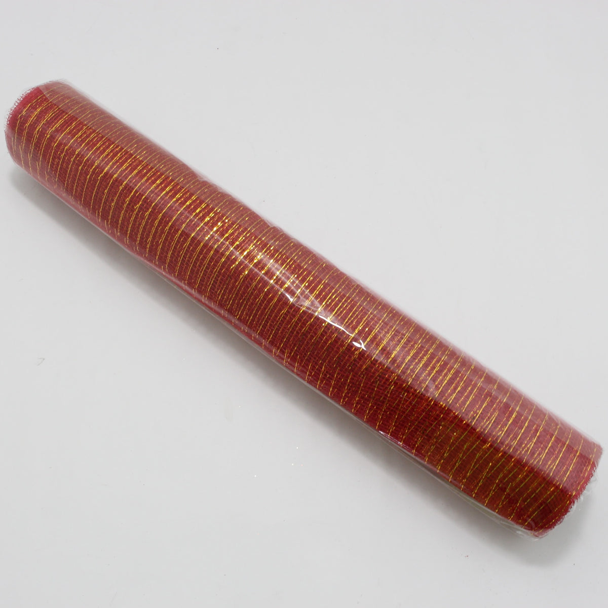 Malla navideña larga roja con dorado