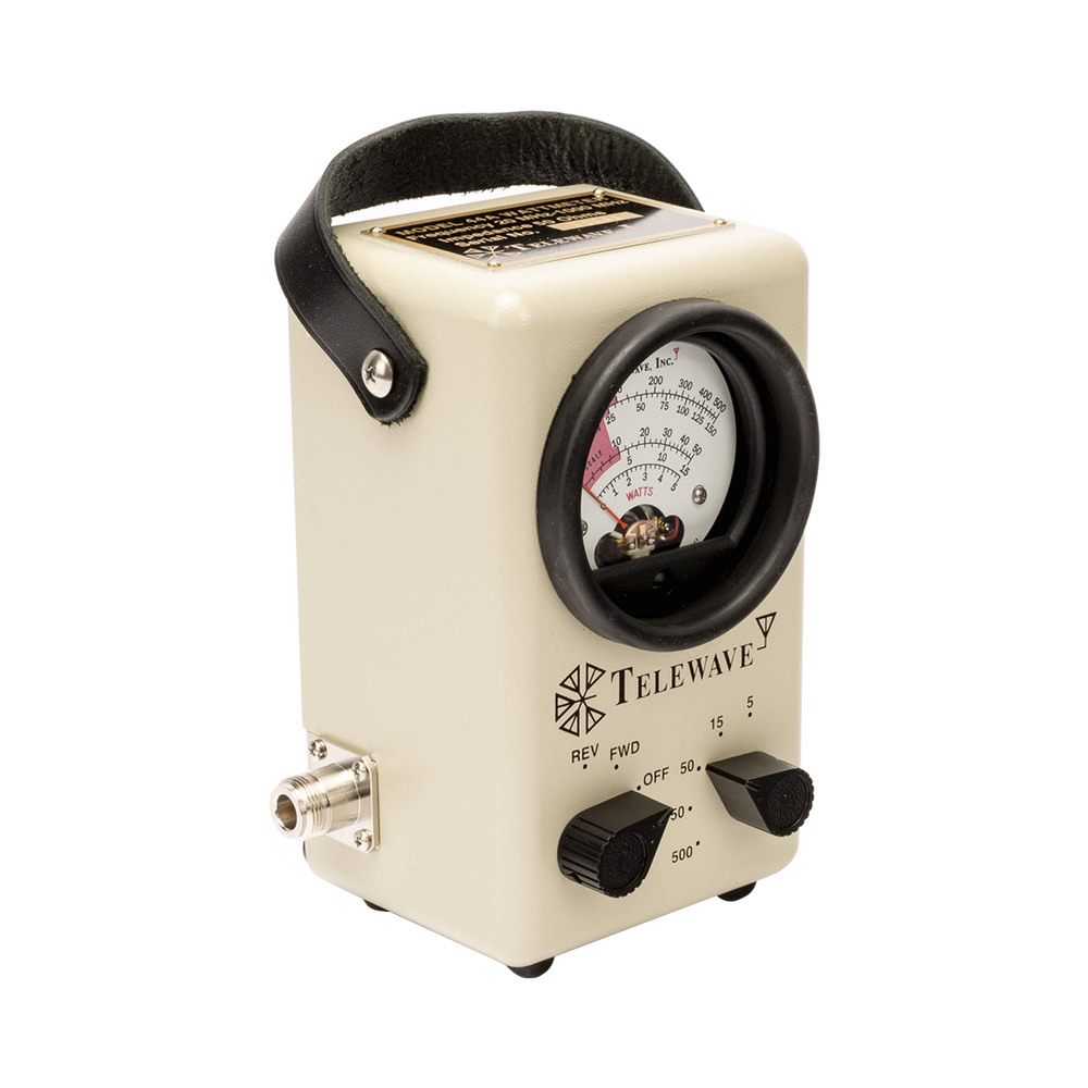 Wattmetro para Radiofrecuencia de Banda Ancha, 20-1000 MHz, en escalas de 5, 15, 50, 150 y 500 Watt.