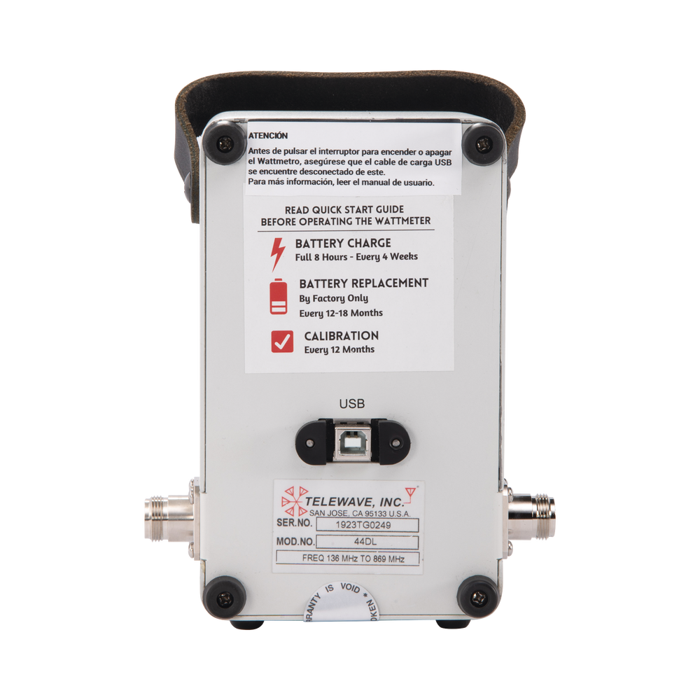 Wattmetro Análogo-Digital /RF, Banda Ancha de 88 MHz-1 GHz, para 5-500 Watt, N Hembras.