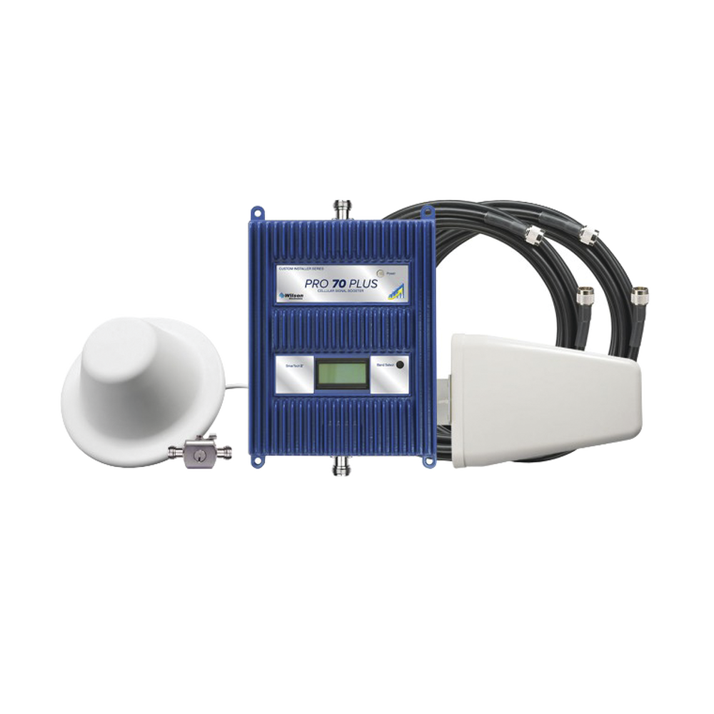 KIT Amplificador de señal celular 4G LTE, 3G y VOZ. Especial para cubrir áreas de hasta 5000 Metros Cuadrados por ser de grado comercial e industrial. Soporta múltiples operadores, tecnologías y usuarios.