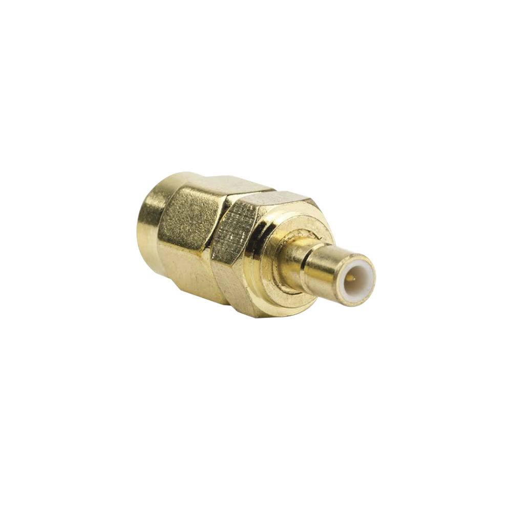 Inline Coaxial Adapter, SMA Male to SMB Female Connector, Gold/Gold/Teflon.