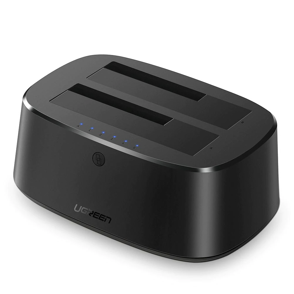 Base USB 3.0 para Disco Duro de Doble Bahía / Soporta Discos SATA de 2.5' & 3.5´ / Soporta discos de 12TB / Compatible con UASP, SATA 3.0 / Con adaptador de corriente 12V3A / Cable USB 1M / Alta Velocidad