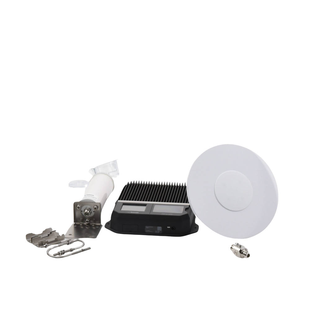 KIT Amplificador de señal celular 4G LTE, 3G y VOZ. Especial para cubrir áreas de hasta 4300 Metros Cuadrados por ser de grado comercial e industrial. Soporta múltiples operadores, tecnologías y usuarios.