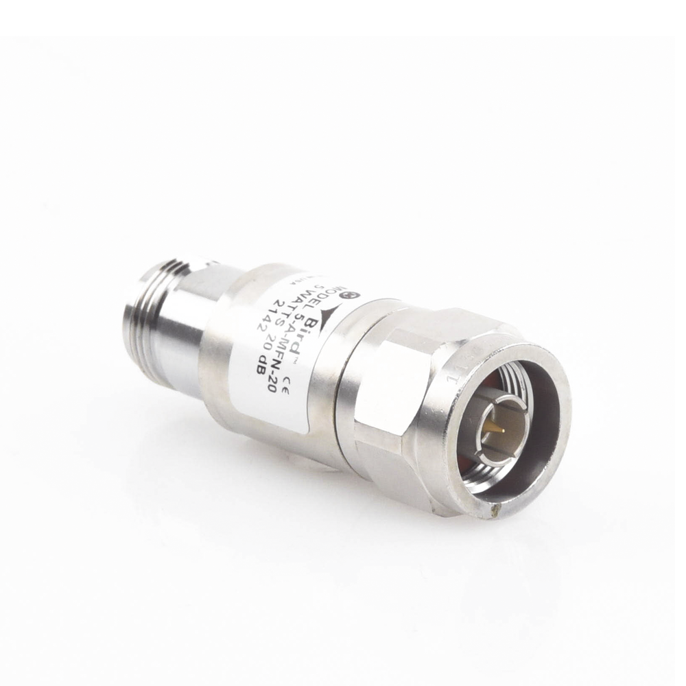20 dB In-Line Attenuator, 5 W Maximum, CD-4 GHz, N Male-Female Connectors.