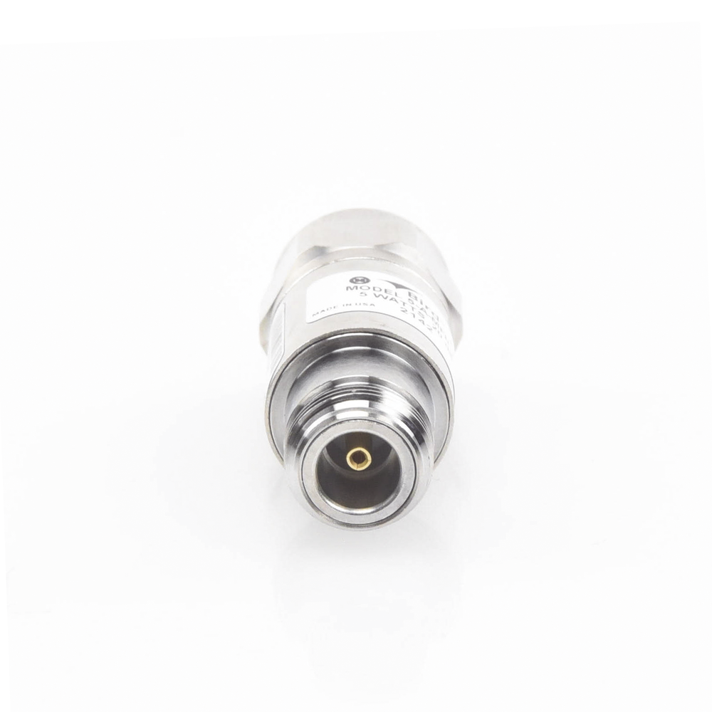 20 dB In-Line Attenuator, 5 W Maximum, CD-4 GHz, N Male-Female Connectors.