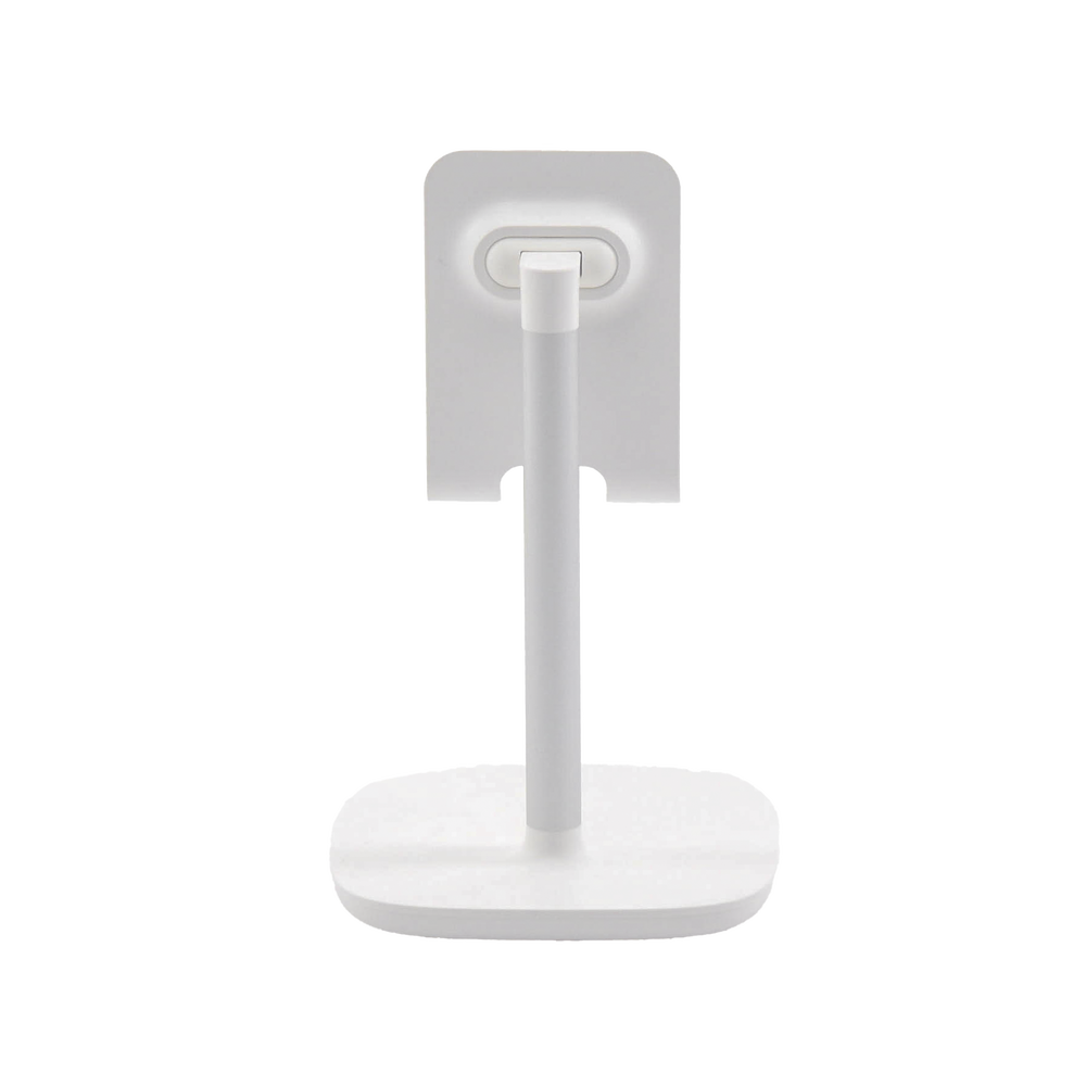 Soporte para Telefono Celular & Tablet / Ajustable de 5° a 45° / Base Antideslizante / Proteccion de Silicona / ABS / Amplia Compatibilidad con dispositivos de 4'' a 7.9'' / Color Blanco