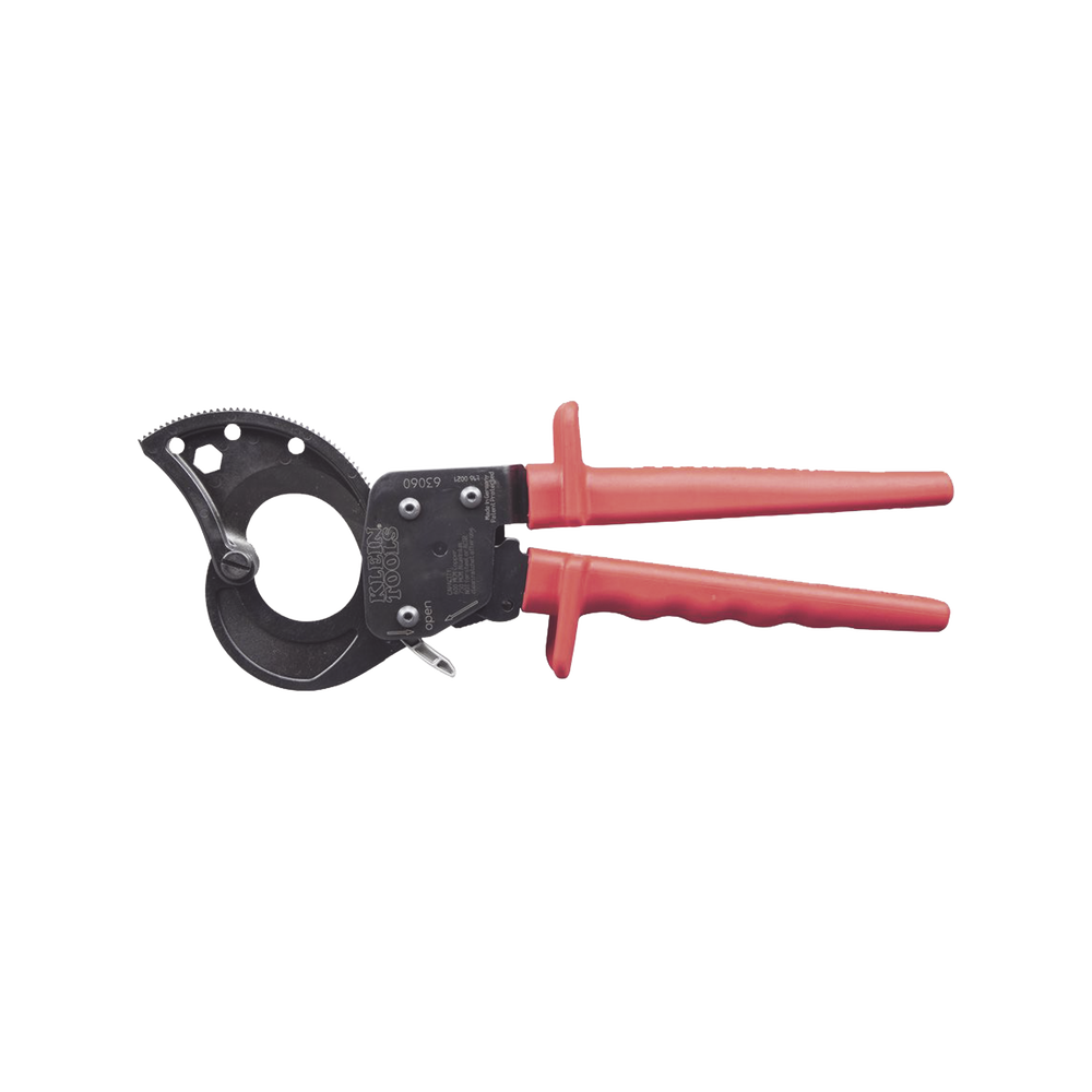 Ratcheting Cable Cutter for Copper (600 MCM) and Aluminum (750 MCM) Cable.