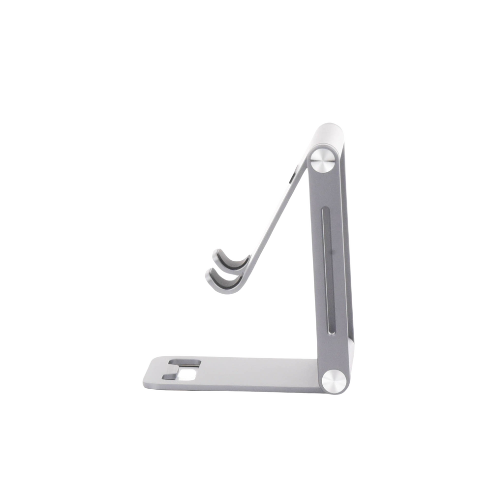 Soporte para Teléfono Celular de Aluminio / Angulo Ajustable / Amplia Compatibilidad con dispositivos de 4.7'' a 7.9'' / Antideslizante / Antiarañazos / Plegable / Color Gris