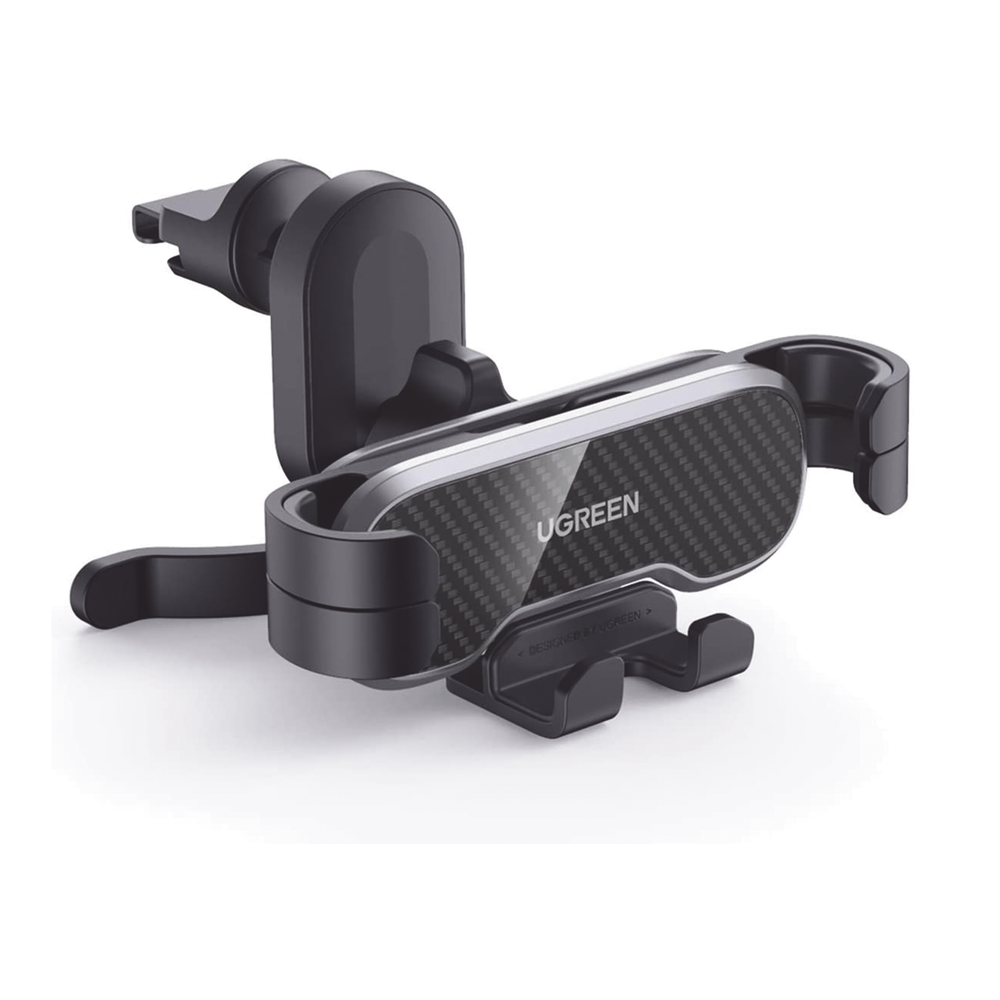 Soporte de Celular para Automóvil en Rendija de Ventilación / Sistema de Gravedad / Rotacion de 360° / Sistema de Suspension por Gancho / Pinzas de Goma / Amplia Compatibilidad con dispositivos de 4'' a 7'' / Color Negro