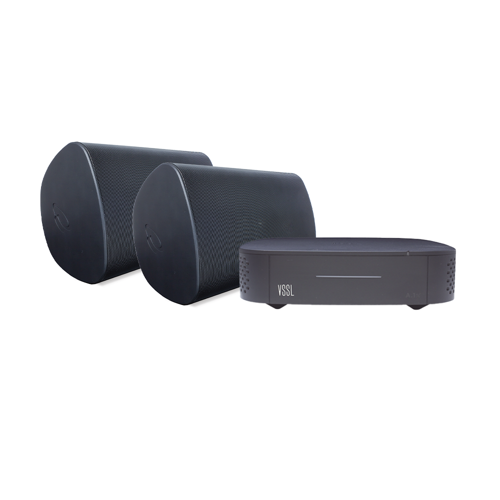 KIT Amplificador VSSL A1X | 2 Bocinas para Montaje Superficial de 6in de TruAudio Modelo OP62BK | Color Negro IP66