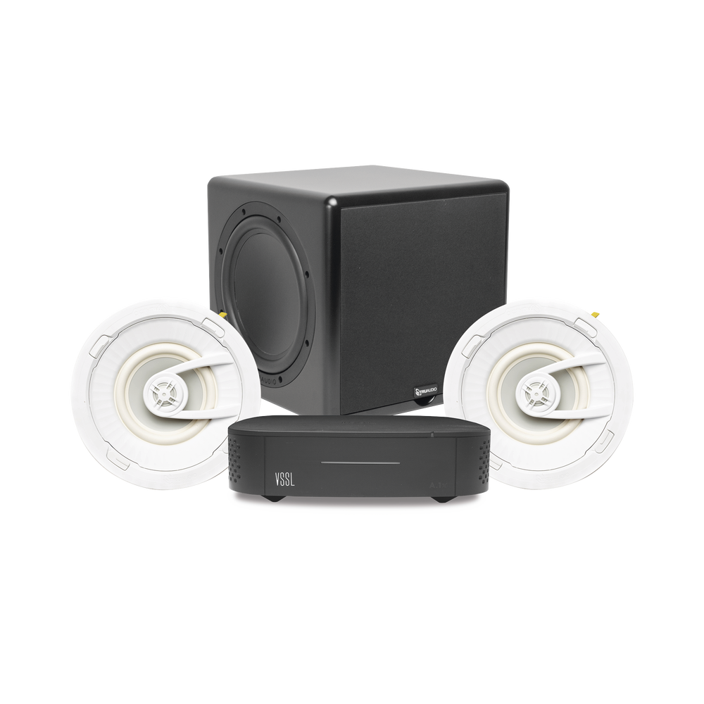 KIT Amplificador VSSL A1X | 2 Bocinas de Techo TruAudio G72 | Subwoofer CSUB12