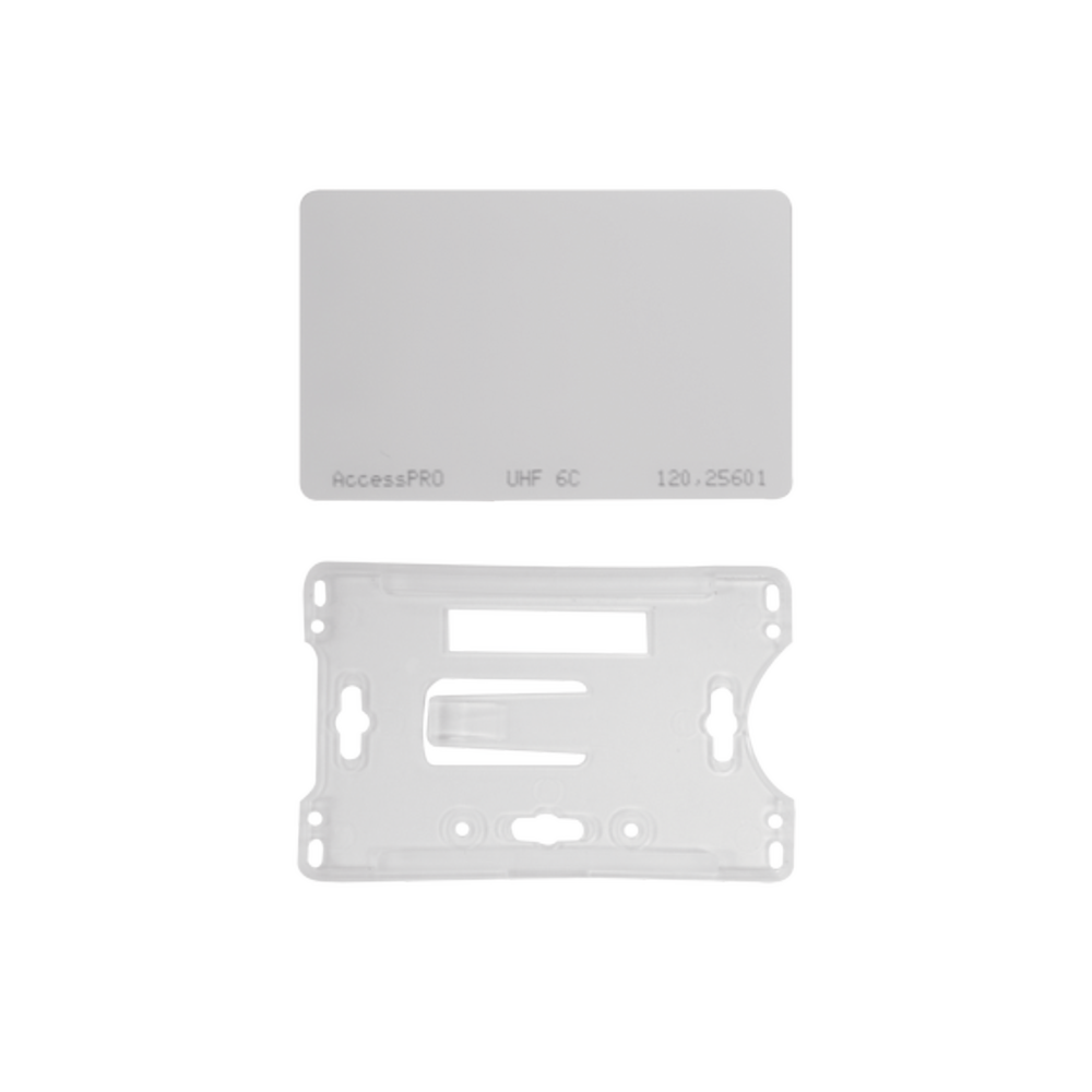 Kit de Tag UHF tipo Tarjeta para lectoras de largo alcance 900 MHZ / EPC GEN 2 / ISO 18000 6C / No imprimible / Incluye porta tarjeta