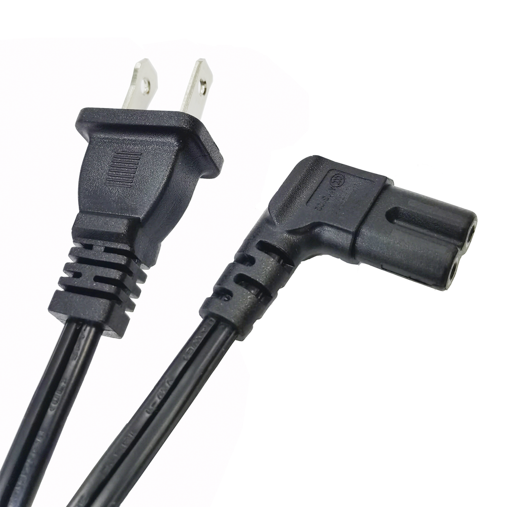 Cable de Alimentación Eléctrica para 120-240 Vca / 1 Metro / 2 Clavijas tipo Americano / Conector en Forma tipo L