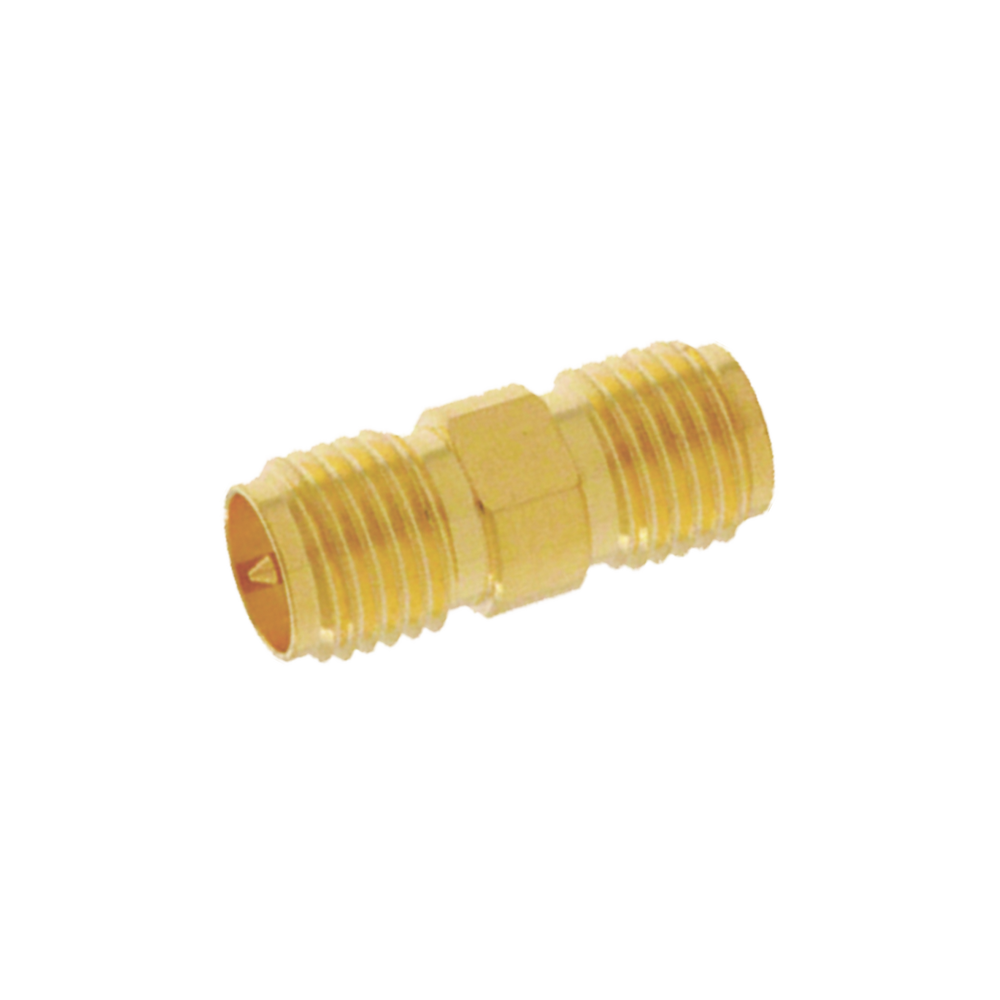 Adaptador Barril de Conector SMA Hembra a SMA Hembra Inverso, Oro/ Oro/ Teflón.