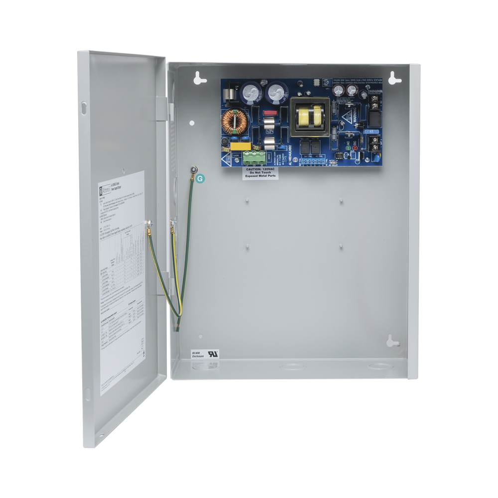 24 Vdc @ 10 A power supply / With backup battery capability / 1 output / Batteries required / Input voltage: 115 Vac.