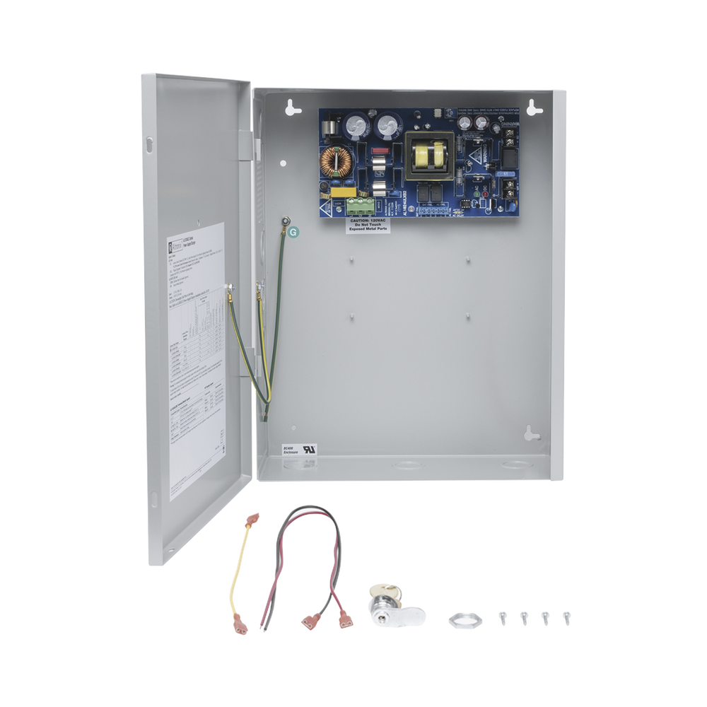 24 Vdc @ 10 A power supply / With backup battery capability / 1 output / Batteries required / Input voltage: 115 Vac.