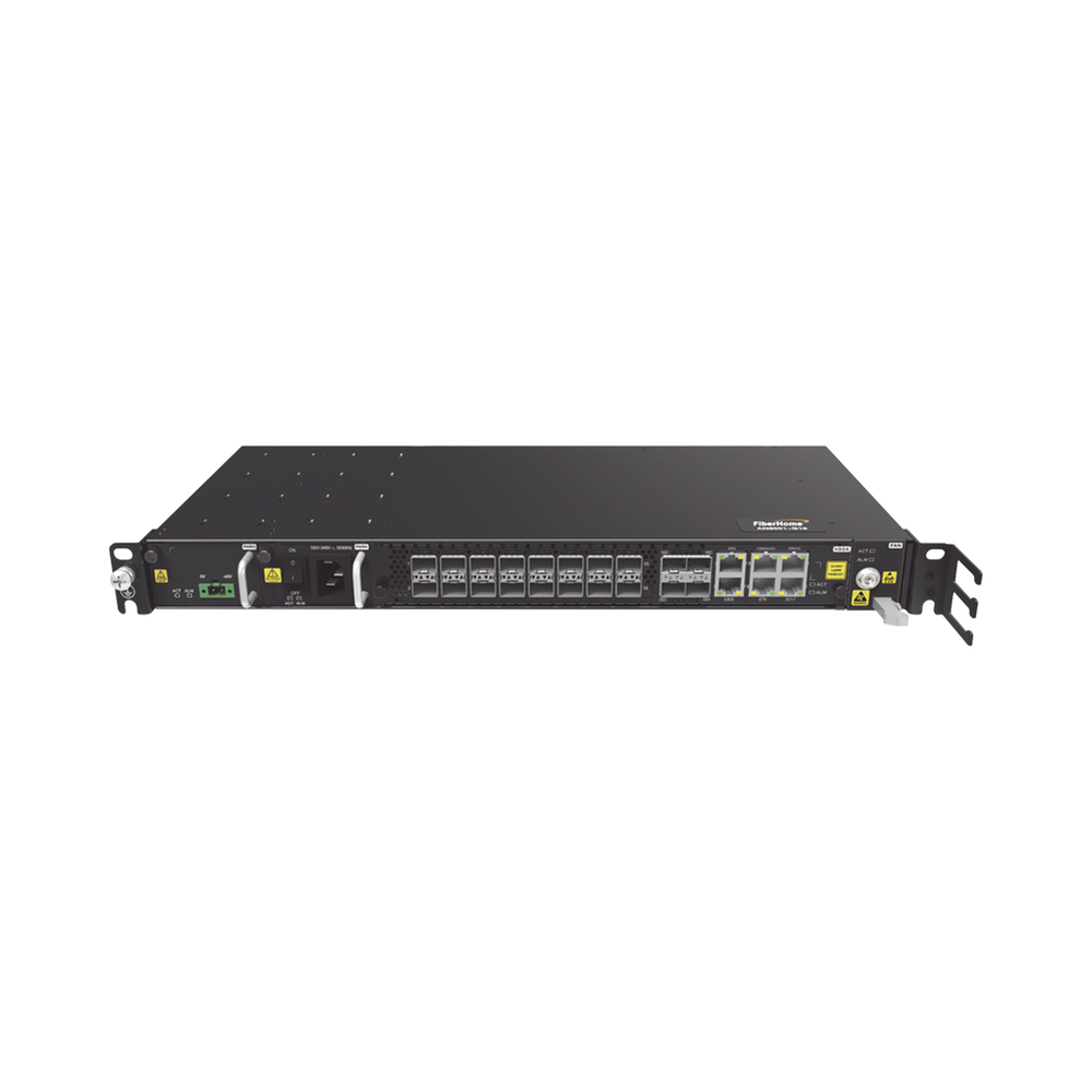 Mini OLT Carrier Class con Tarjeta de Servicio de 16 Puertos GPON, Doble Fuente Redundante AC+DC, 1UR