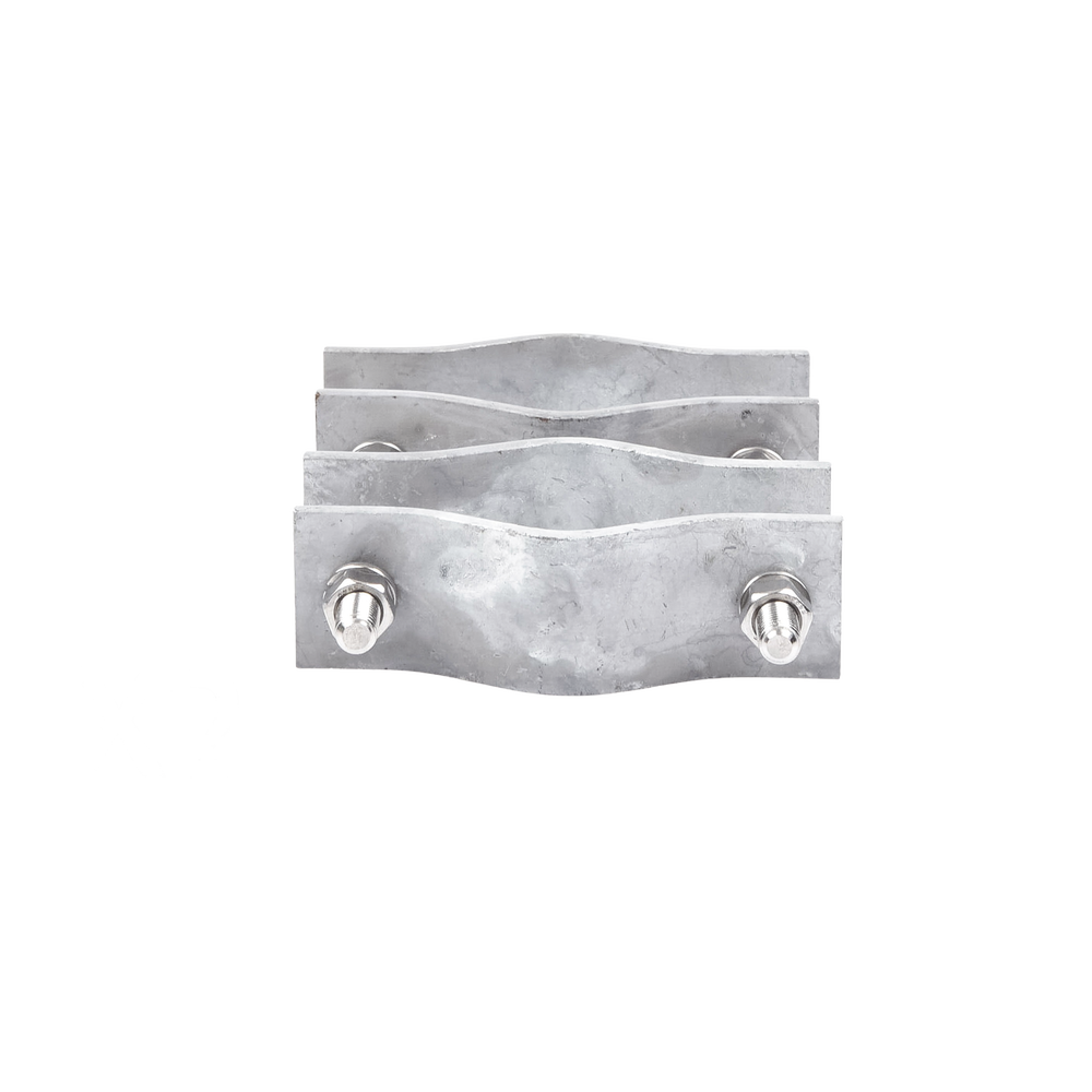 Set of two double clamps for masts from 3.8 to 8.9 cm, with a 12 cm center-to-center separation.