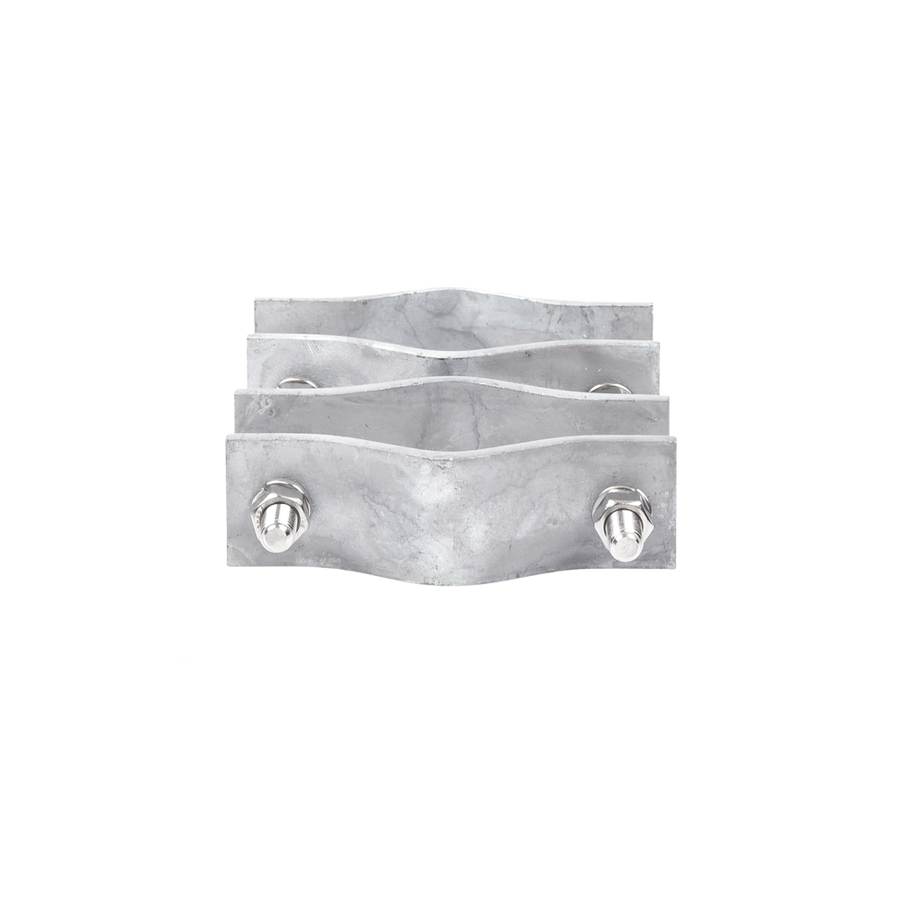 Set of two double clamps for masts from 3.8 to 8.9 cm, with a 12 cm center-to-center separation.