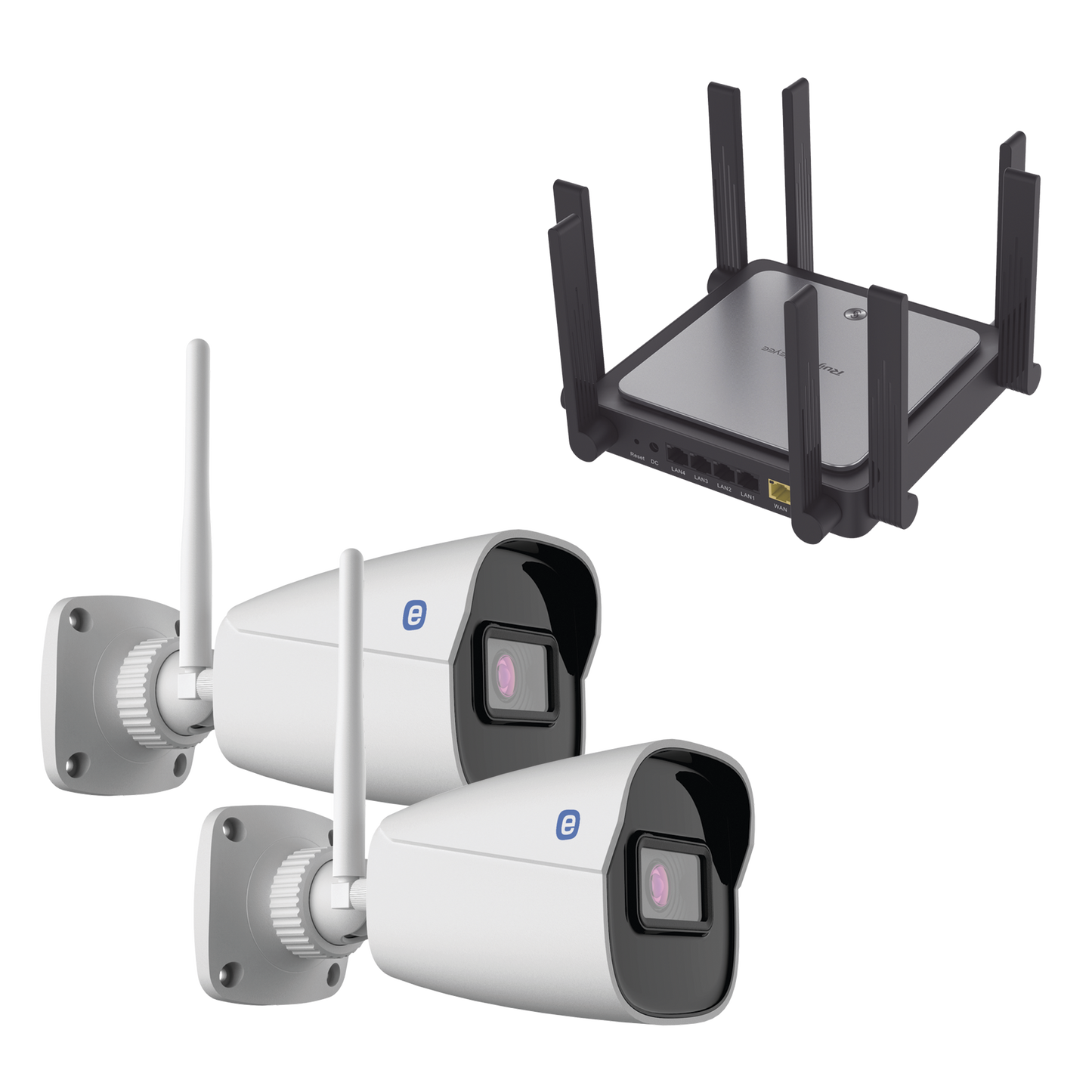 High Performance Wi-Fi Camera Bundle with Router / Includes 2 XB42W-GEN3 Cameras / 1 RG-E5(US) Router