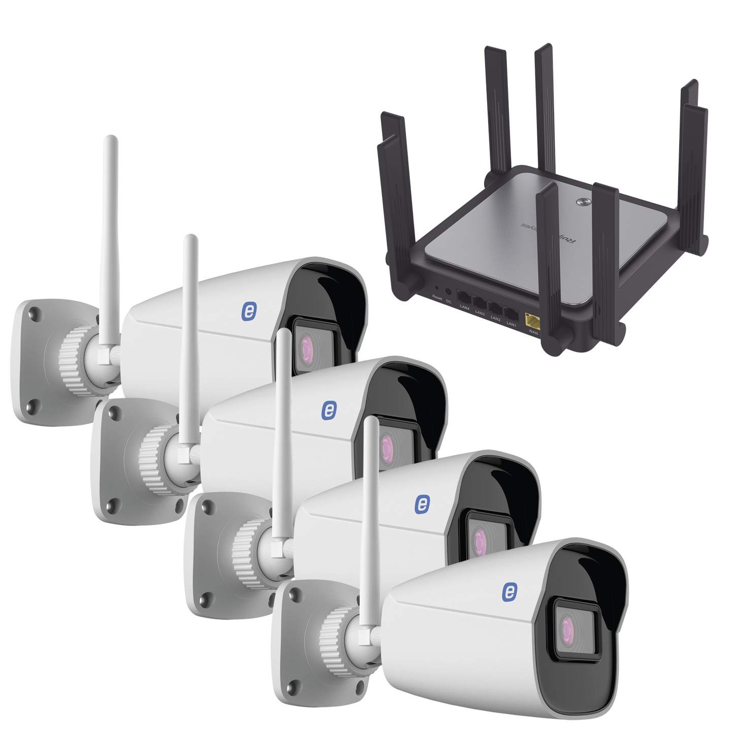 Best Wi-Fi Camera Bundle with Router / Includes 4 XB42W-GEN3 Cameras / 1 RG-E5(US) Router