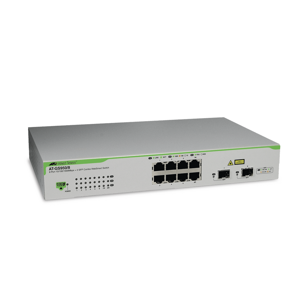 Switch Gigabit WebSmart de 8 puertos 10/100/1000 Mbps (2 x Combo) + 2 puertos gigabit SFP (Combo)