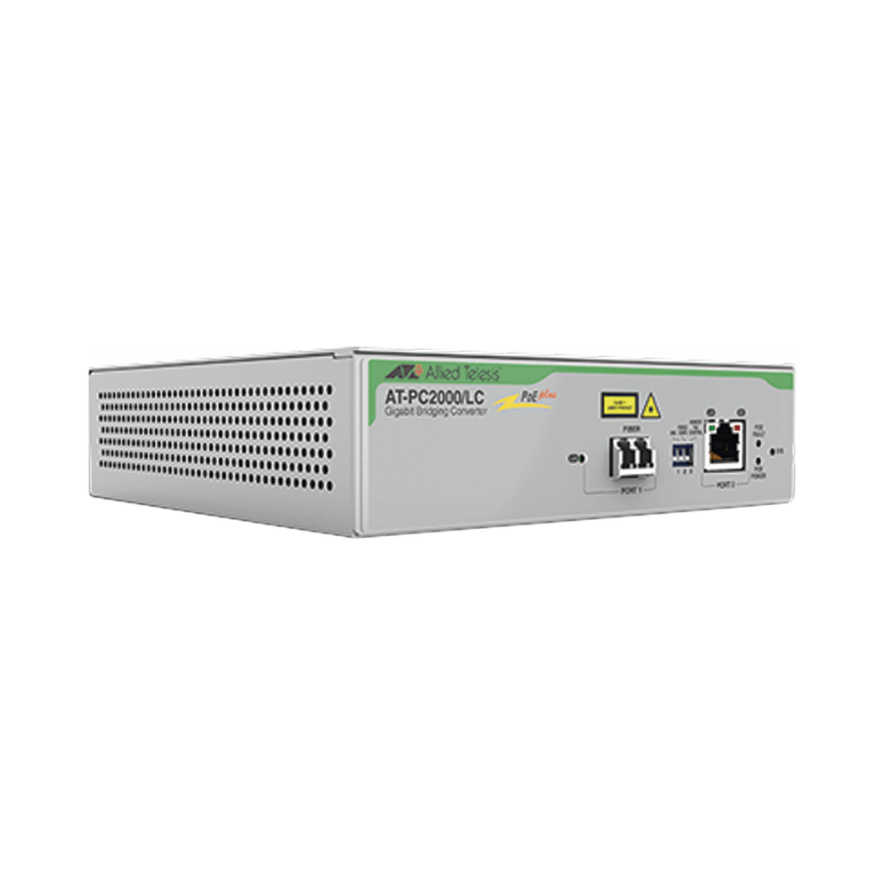 Convertidor de medios Gigabit Ethernet PoE+ a fibra óptica, conector LC, multimodo (MMF), distancia hasta 550 m