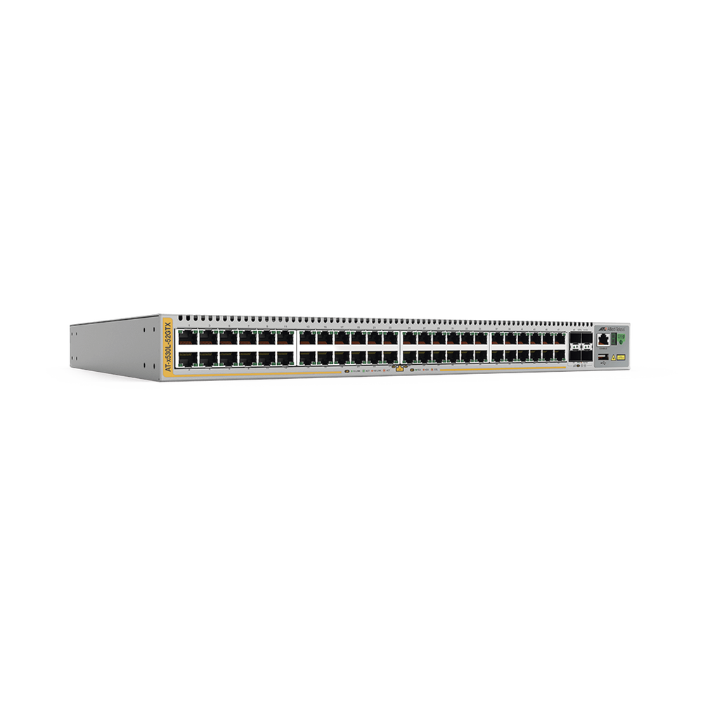 Switch inteligente de distribución o core, Stackeable, Capa 3, 48 x 1000 Mbps + 4 x SFP+ 10 G, Doble fuente de alimentación redundante