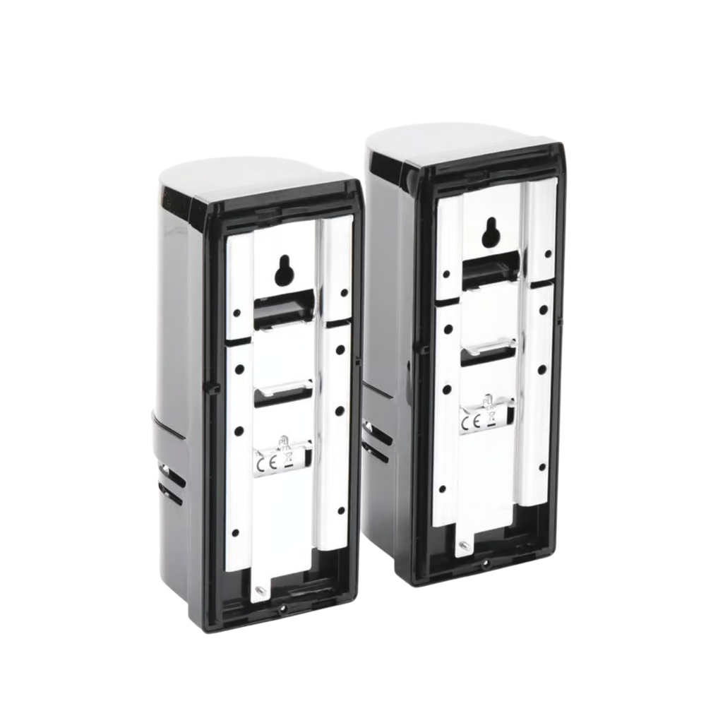Barrera fotoelectrica de 100 metros con la mejor tecnologia de deteccion de patrones para reducir falsas alarmas / Alámbrico / 2 rayos / compatible con cualquier panel de alarma