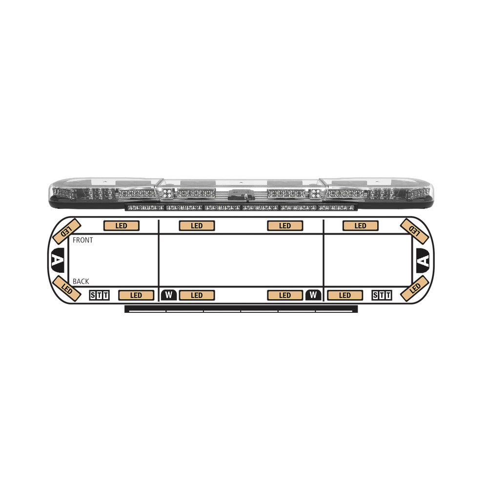 Barra de luces AXIOS de 39" color Rojo/Azul con luces LED de penetración y 2 luces LED callejoneras