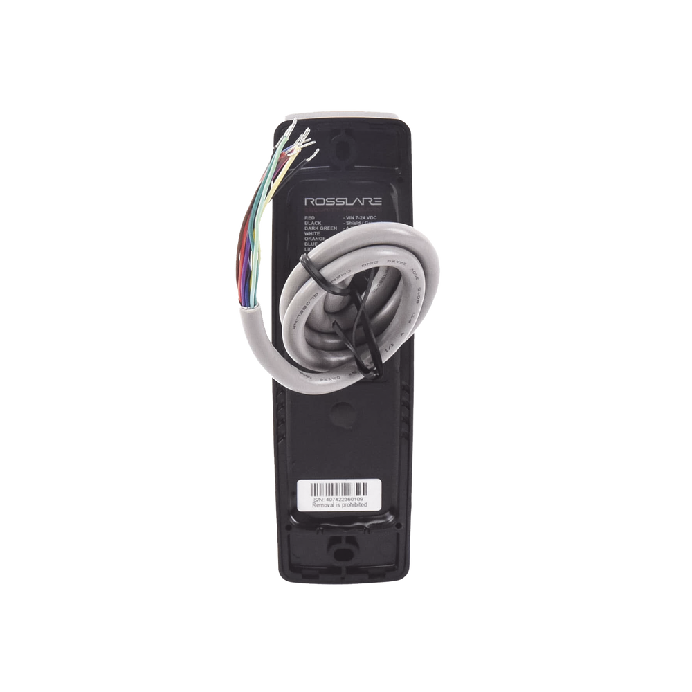 RF reader, up to 50 meters range, with remote control and Wiegand output.